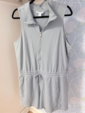 Athleta Light Blue Sleeveless Zip-Front Romper